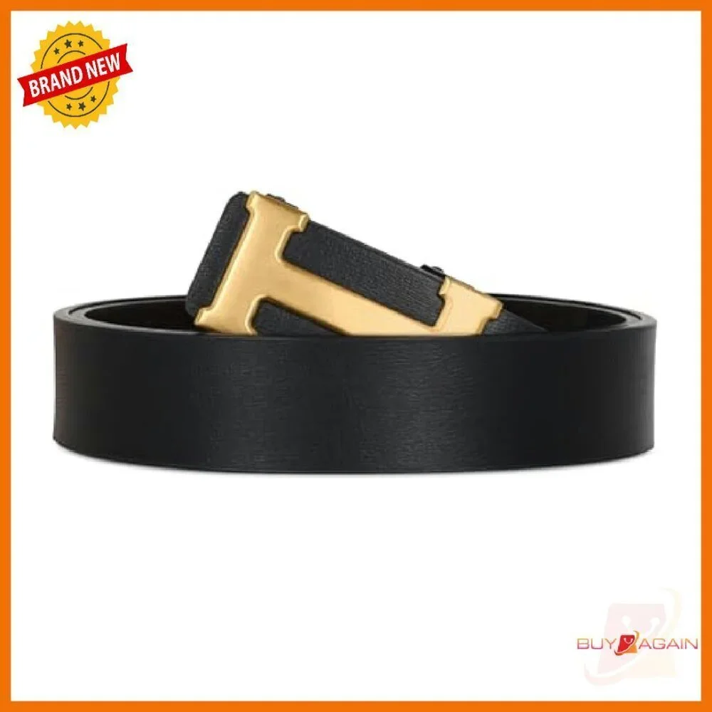 Leather Dress Belt with Automatic Buckle for Business & Casual Wear